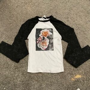 raglan rose long sleeve top